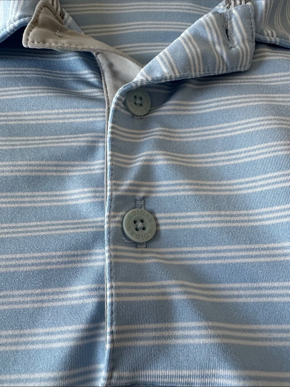 adidas Light Blue & White Striped Polo Shirt